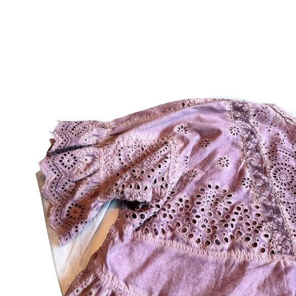 Magnolia Pearl Eyelet Rosemary Blouse Shirt Top Lace Bohemian Flowy One Size - Picture 12 of 14